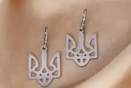 Серьги Герб Украины, сережки бижутерия