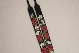 чорний гердан з квітами прикраси ручна робота аксе