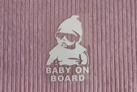 Наклейка на авто Baby on board Белая светоотражающ