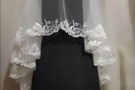 Свадебная фата кружево, вышивка белая, айвори  140 - 2